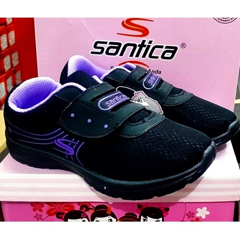 SEPATU SEKOLAH SANTICA VELCRO HITAM SIZE 31-40 SEPATU ANAK PEREMPUAN SEPATU SLOP SEPATU KRETEKAN SEPATU SEKOLAH ANAK