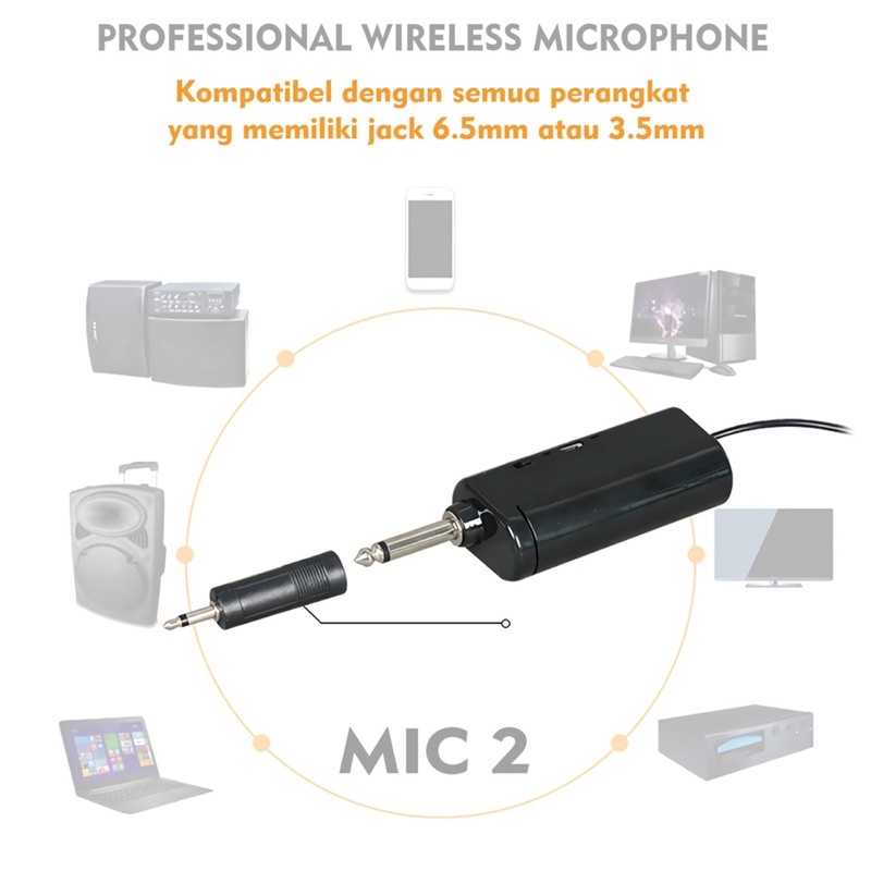 Wireless Microphone Dual Karaoke Mic with 1 Receiver 2 mic bluetooth