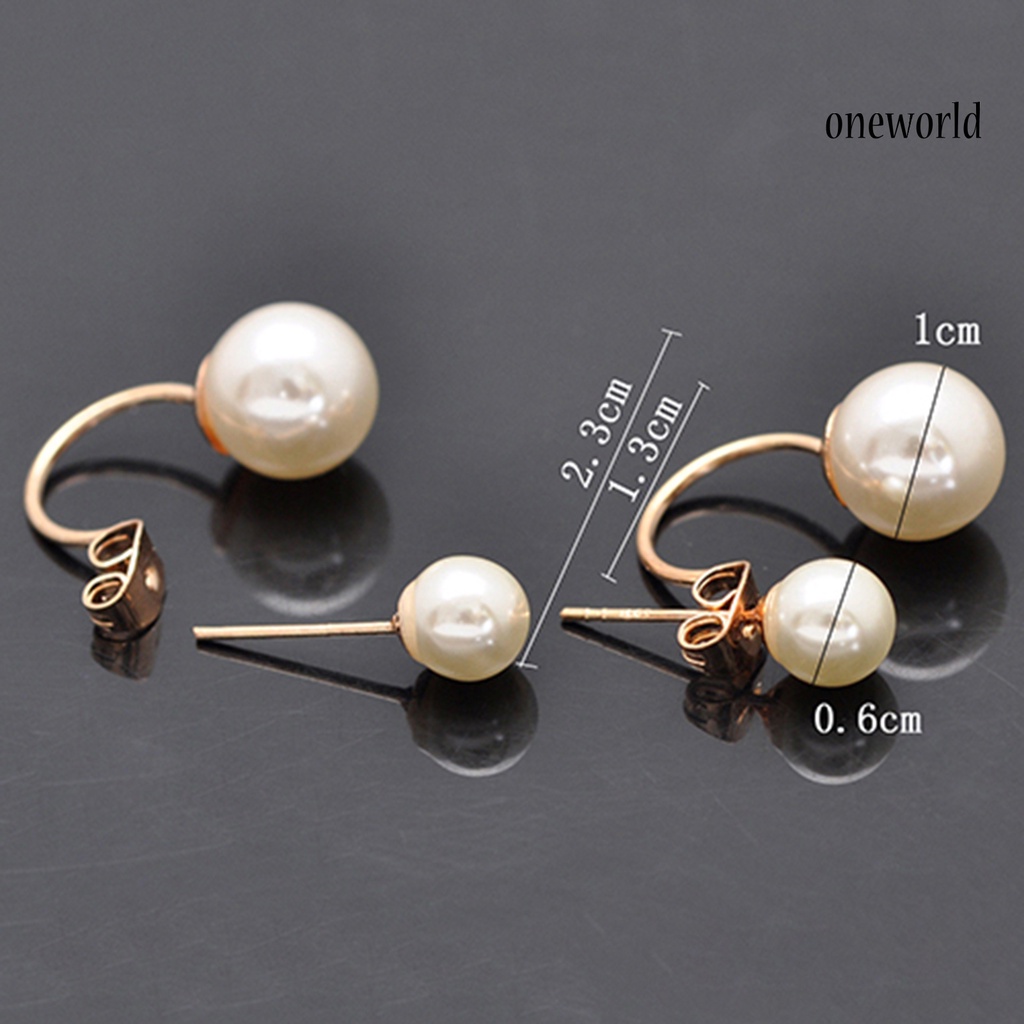 OW@ Earrings Double Balls Design Lightweight Piercing Easily Match Dangle Earrings for Party