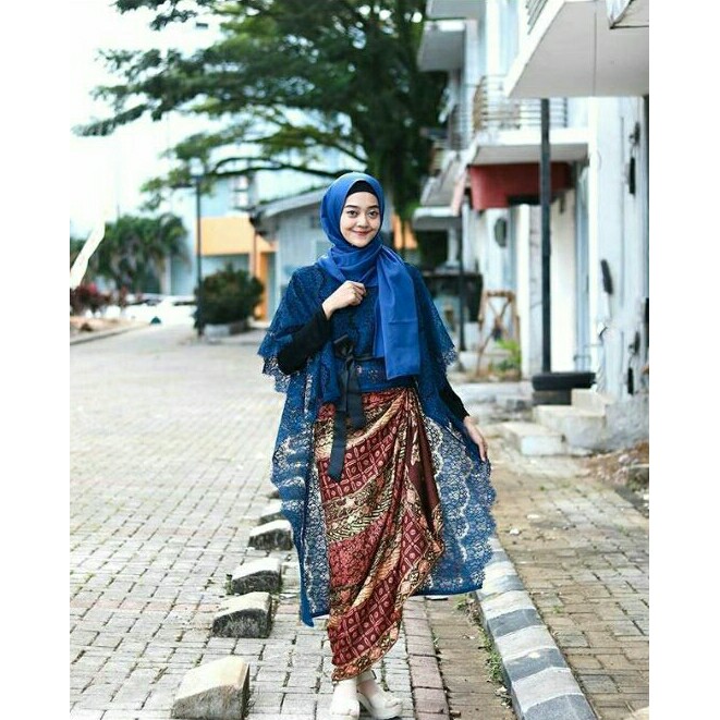 Longcape Brokat Renda Gliter / Cape panjang Renda + Obi Pita Free / Long Outer Brokat Rang Rang