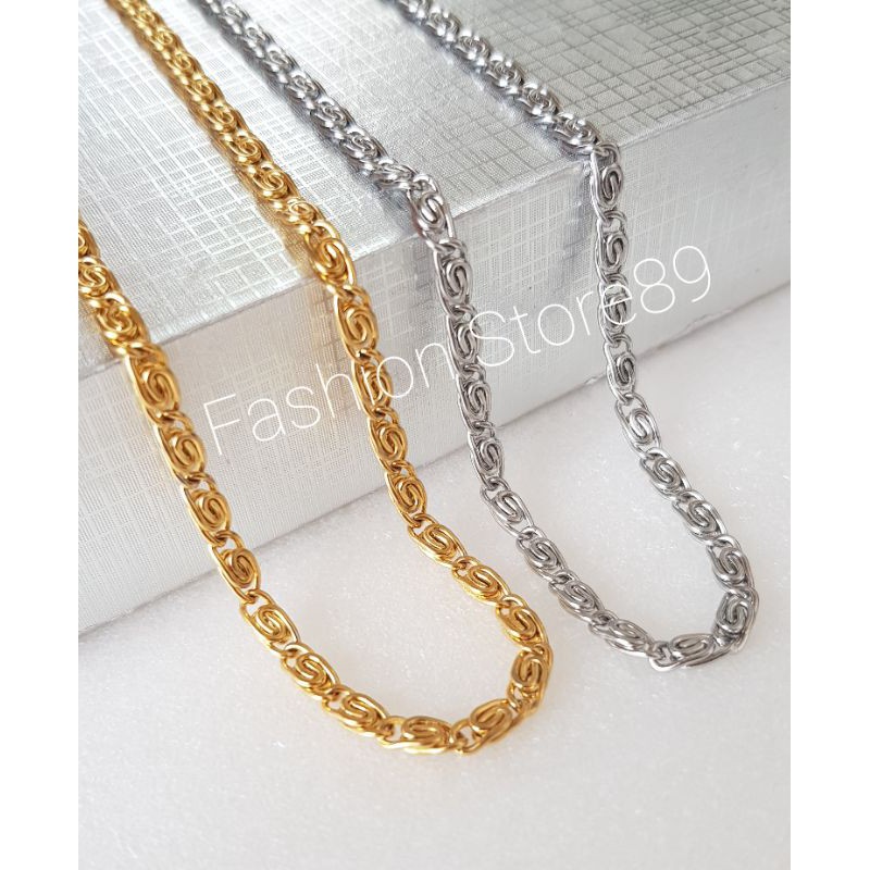 Kalung Clip Titanium gold dan Silver impor kualitas premium dijamin antikarat bestseller kalung clip