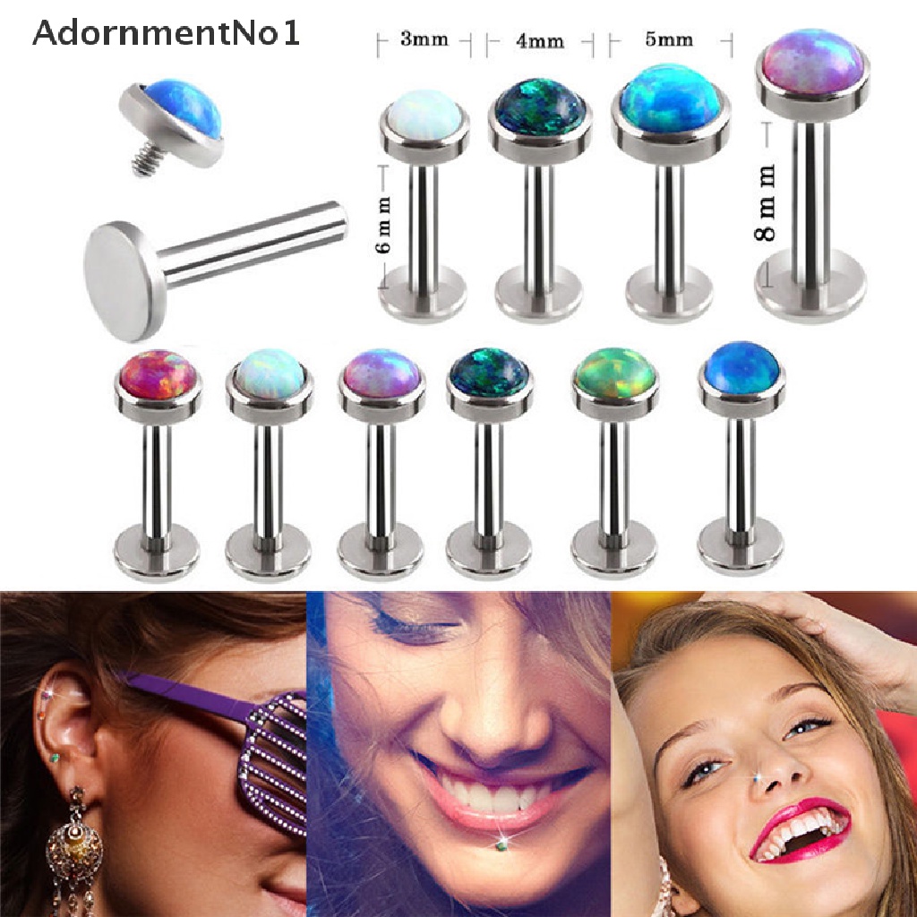 (AdornmentNo1) Anting Tindik Bibir / Hidung / Tubuh Aksen Opal Kristal Ukuran 6-8mm Untuk Perhiasan Wanita