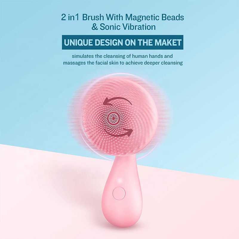 Magnetic Bead Facial Cleansing Silicone Brush Waterproof Pembersih Wajah Elektrik