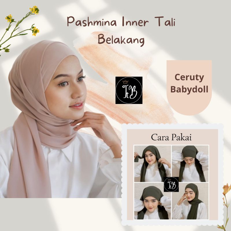 Pashmina Instant Inner Tali Belakang Pasmina instan Iner Tanpa Ciput 2in1 CerutyBabydoll Jilbab Keru