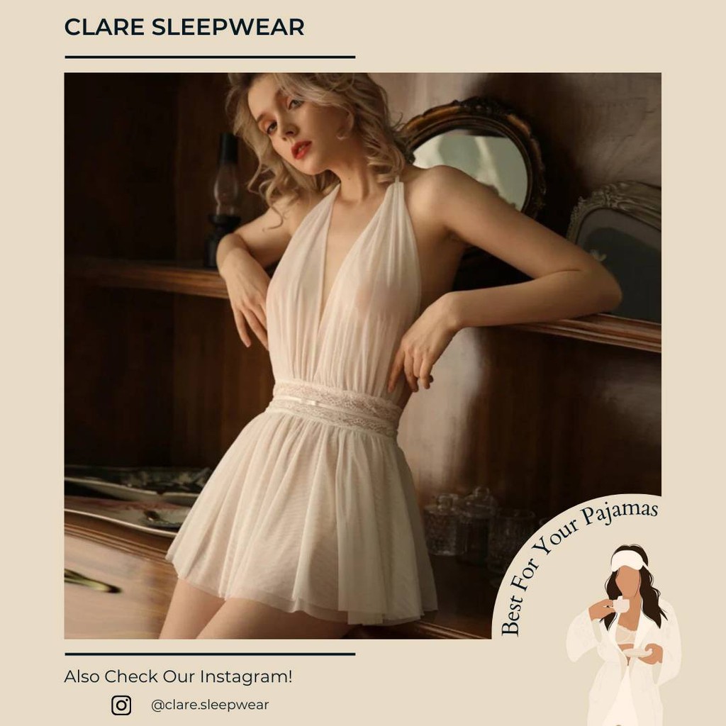 Piyama Wanita Aleana Silk Lace Dress