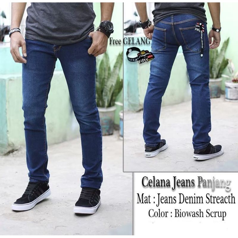 jeans long pants celana panjang stretch ngaret karet bagus mantap melar murah