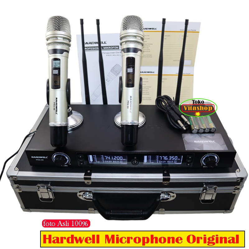 Microphone Wireless Hardwell PRO-99 Mic Werles Free Bok Boper Mik Asli