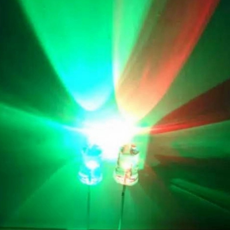 LAMPU LED 5MM 2 KAKI 2 WARNA MERAH-BIRU/HIJAU DIODA DIODE BLINKING RGB 5 MM 5 MILI TRANSPARAN KECIL