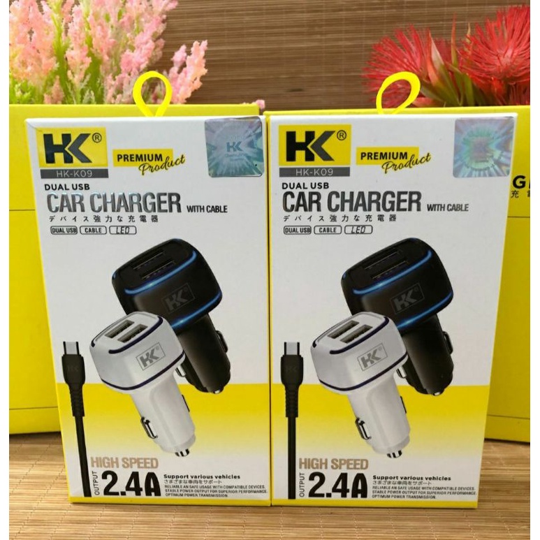 Saver Car Charger Merk HK Output 2.4 Ampere High Speed Quick Charge 2 USB