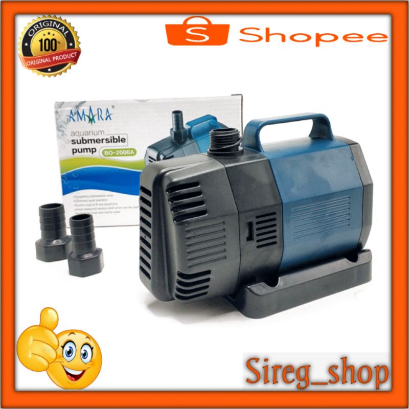 AMARA BO 2000A, Pompa Celup Air Akuarium/Kolam Ikan 2000L/H Low Watt - SOBO BO 2000A