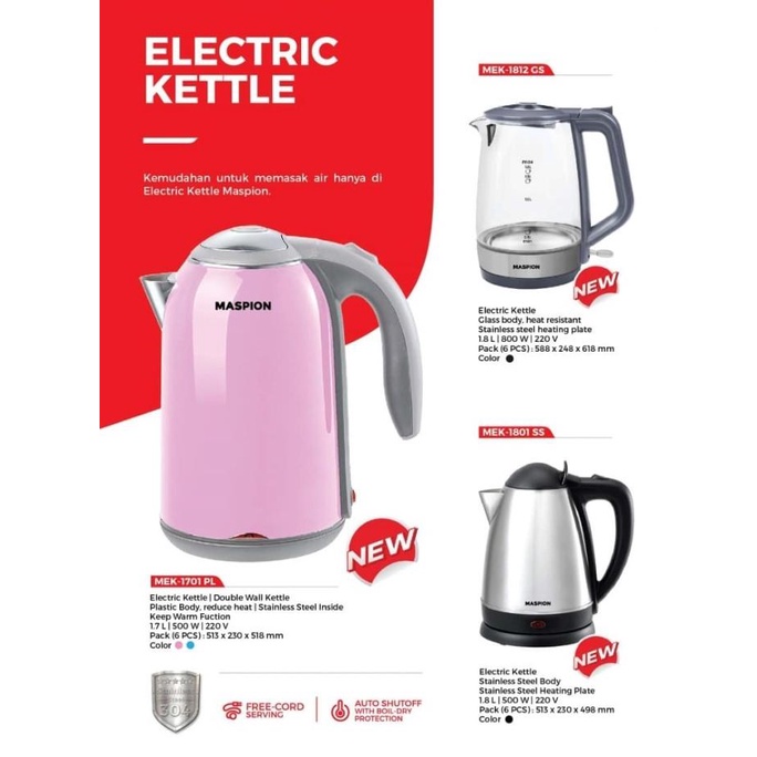 Maspion MEK 1701 Electric Kettle - Teko Listrik 1.7L