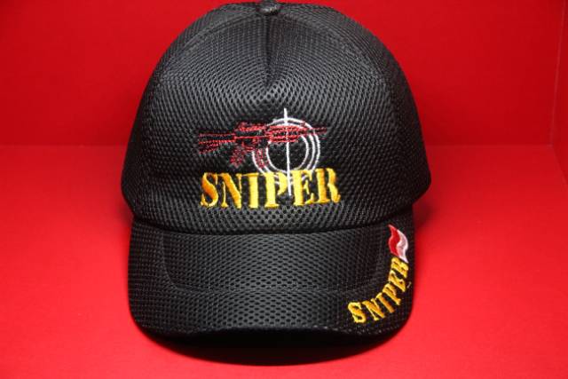 Topi bordir sniper jaring doble mes lembut