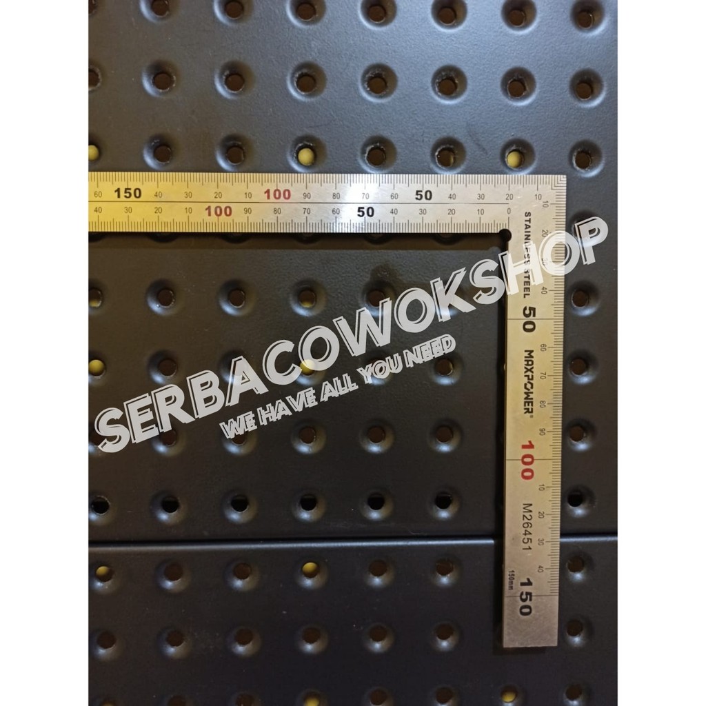 MAXPOWER Penggaris Siku 300 x 150 mm Metric Stainless Steel Ruler 6 Inch Termurah Berkualitas