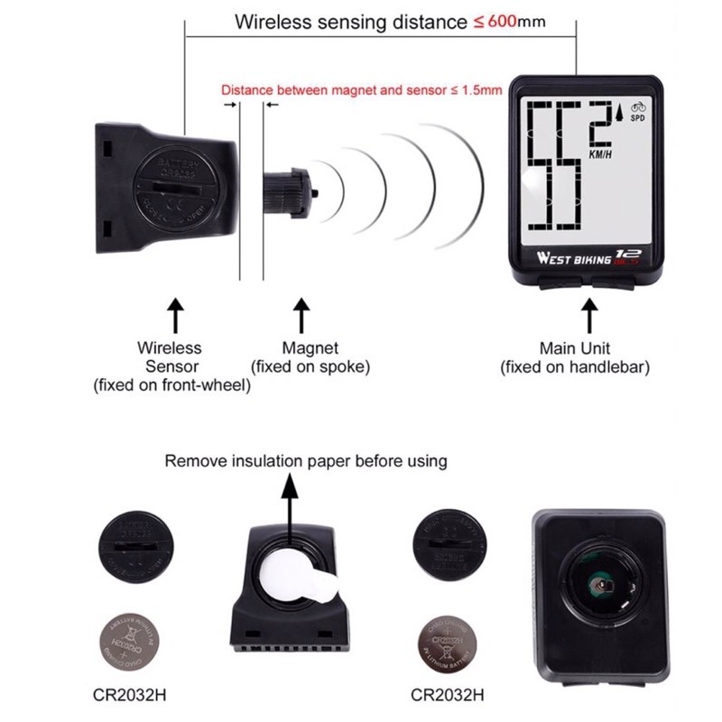 Speedometer Wireless Sepeda West Biking Warna Warni Tampilan Lebih Besar