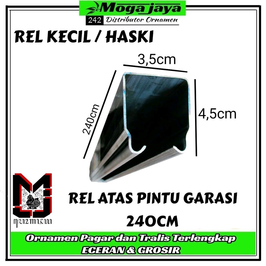 rel atas KECIL kaski 240cm rel pintu garasi