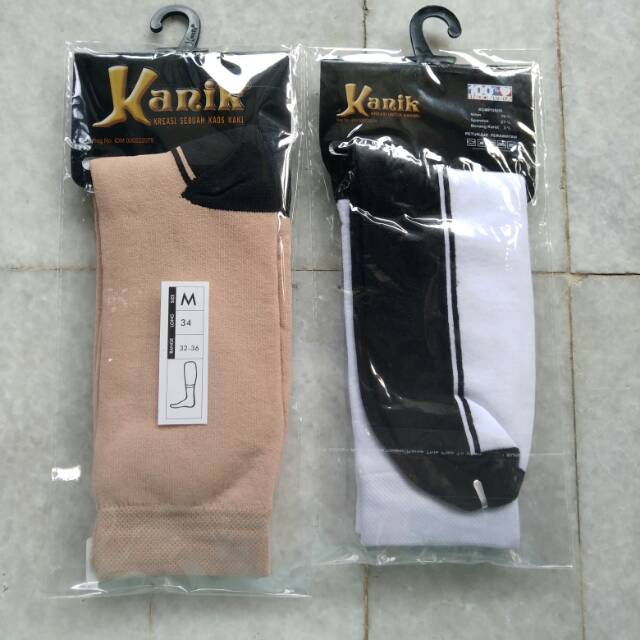 Kaos kaki anak sekolah SD SMP SMA kanik M  original tapak hitam non jempol