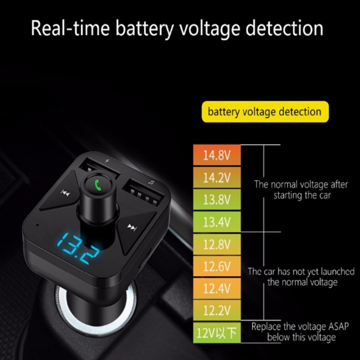 BT16 FM Transmitter AUX Bluetooth Hands-free MP3 Dual USB Charger