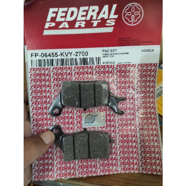 kampas rem depan diskpad depan Honda beat carbu merk federal 100% original