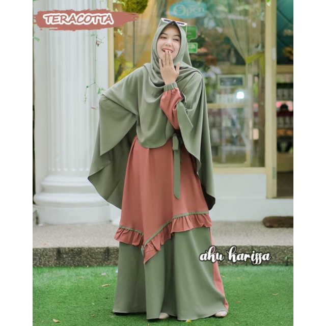 READY YUNISA SET SYAR'I AKU KARISSA ORI//GAMIS BEST SELLER WARNA BARU-Teracotta