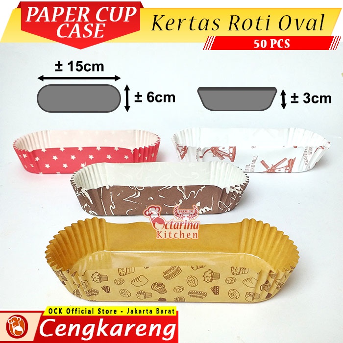 PAPER CUP CASE ROTI OVAL ( 50 pcs ) / Kertas Roti Polygonal Lonjong