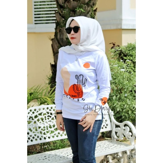 kaos wanita lengan panjang//pke bahan catton 20s
