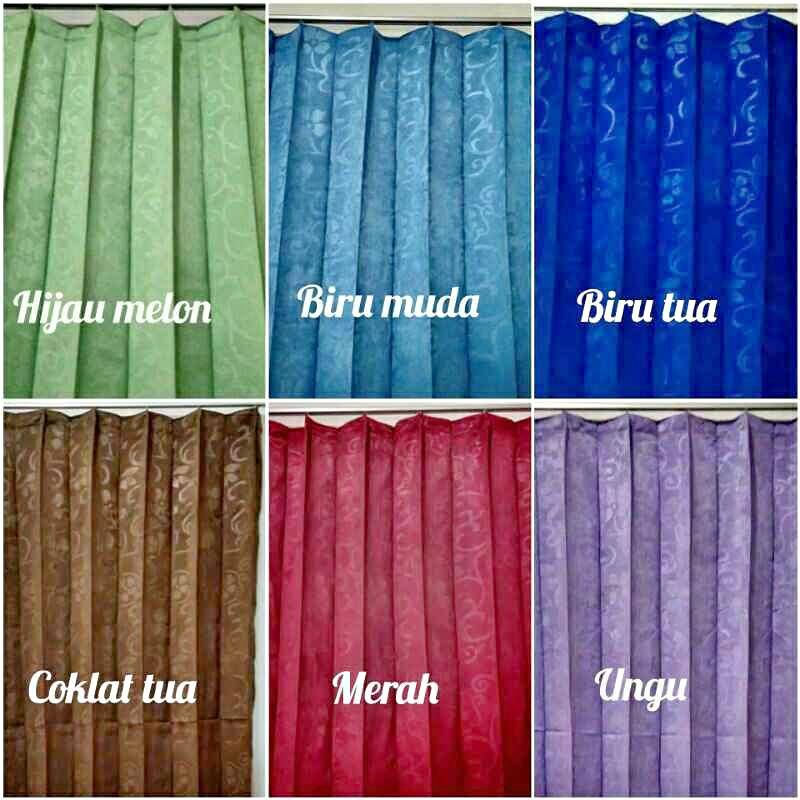 gorden jendela pendek plisket bunga embos gorden jendela pendek cantolan kawat Hordeng jendela Korde