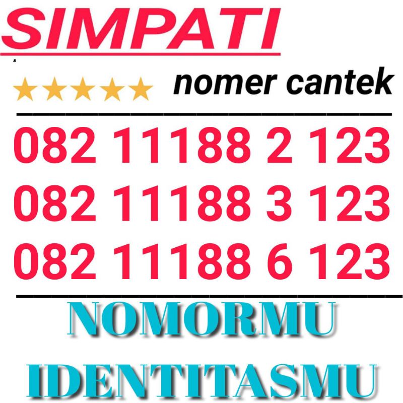 KARTU PERDANA NOMOR CANTIK SIMPATI TELKOMSEL 4G 11188 x 123