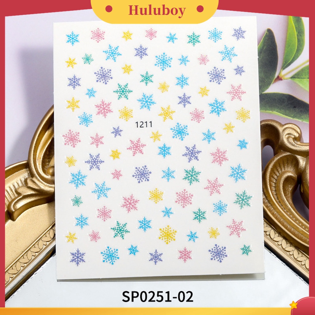 Huluboy Huluboy♡ Stiker Kuku Motif Kartun Natal 3D Untuk Wanita