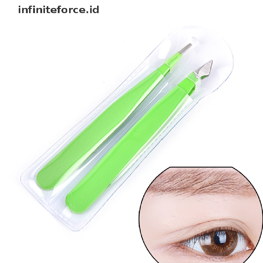 Infiniteforce.id 2pcs / Set Pinset Alis Warna Hijau Untuk Makeup / Kosmetik Wanita