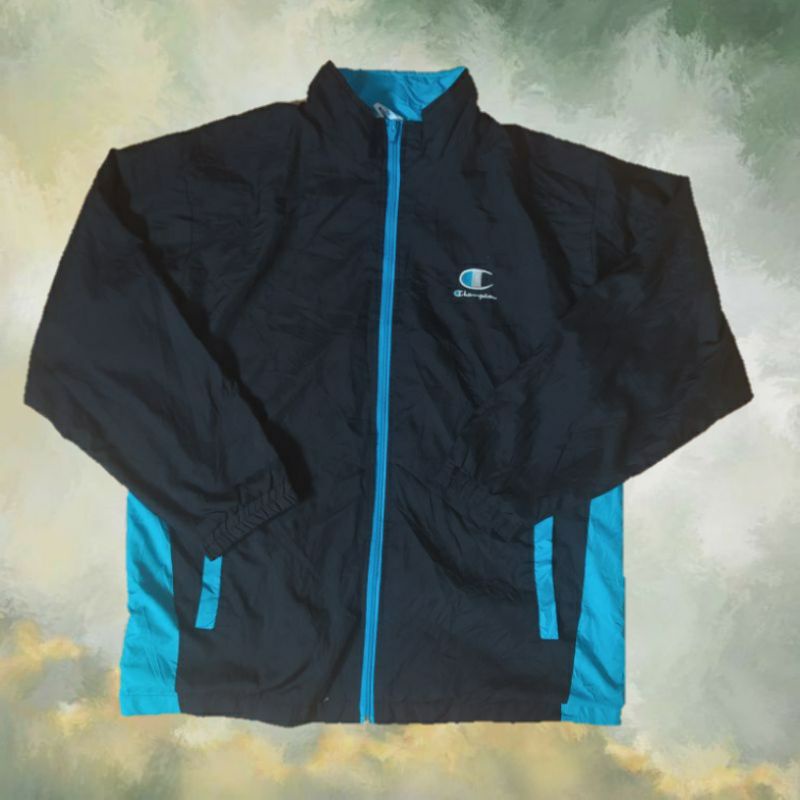 [Preclo] Vintage Jaket Champion Wind Breaker Parachute Parasut Jacket BIG LOGO