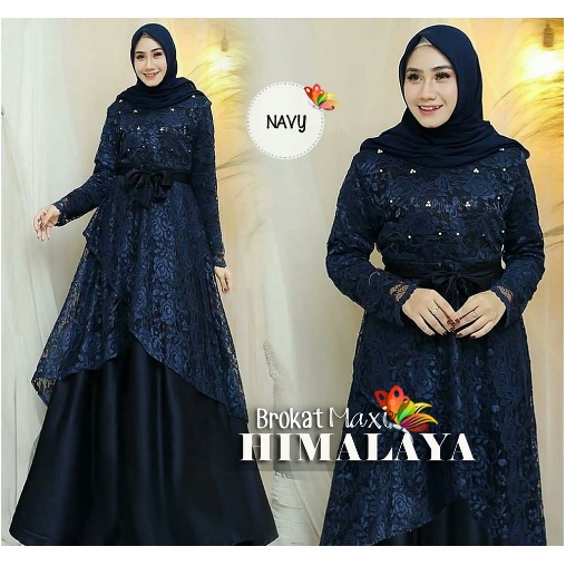 COD ✔ MAXI HIMALAYA KOMBI BRUKAT dM / MAXI DRESS MUSLIM-NAVY mf