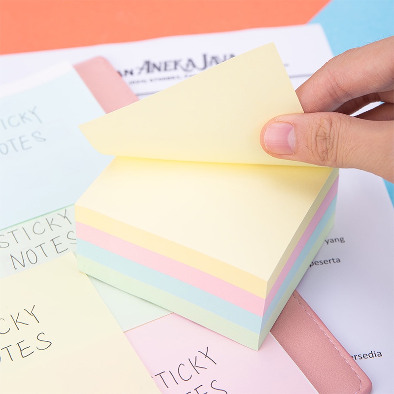 Deli Sticky Notes 100 Lembar Notepad Catatan Tempel 4 Warna 3 inci Dapat Digunakan Kembali Memo Notes