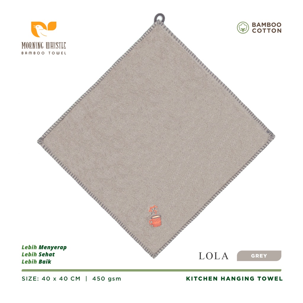 Serbet Lap Tangan Terry Palmer Morning Whistle Bamboo LOLA / Kitchen Towel / Hand Towel 40 x 40 cm