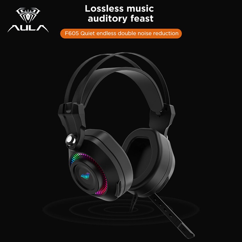 Headset Gaming AULA F605 Double Noise Reduction–RGB Running-AULA F-605