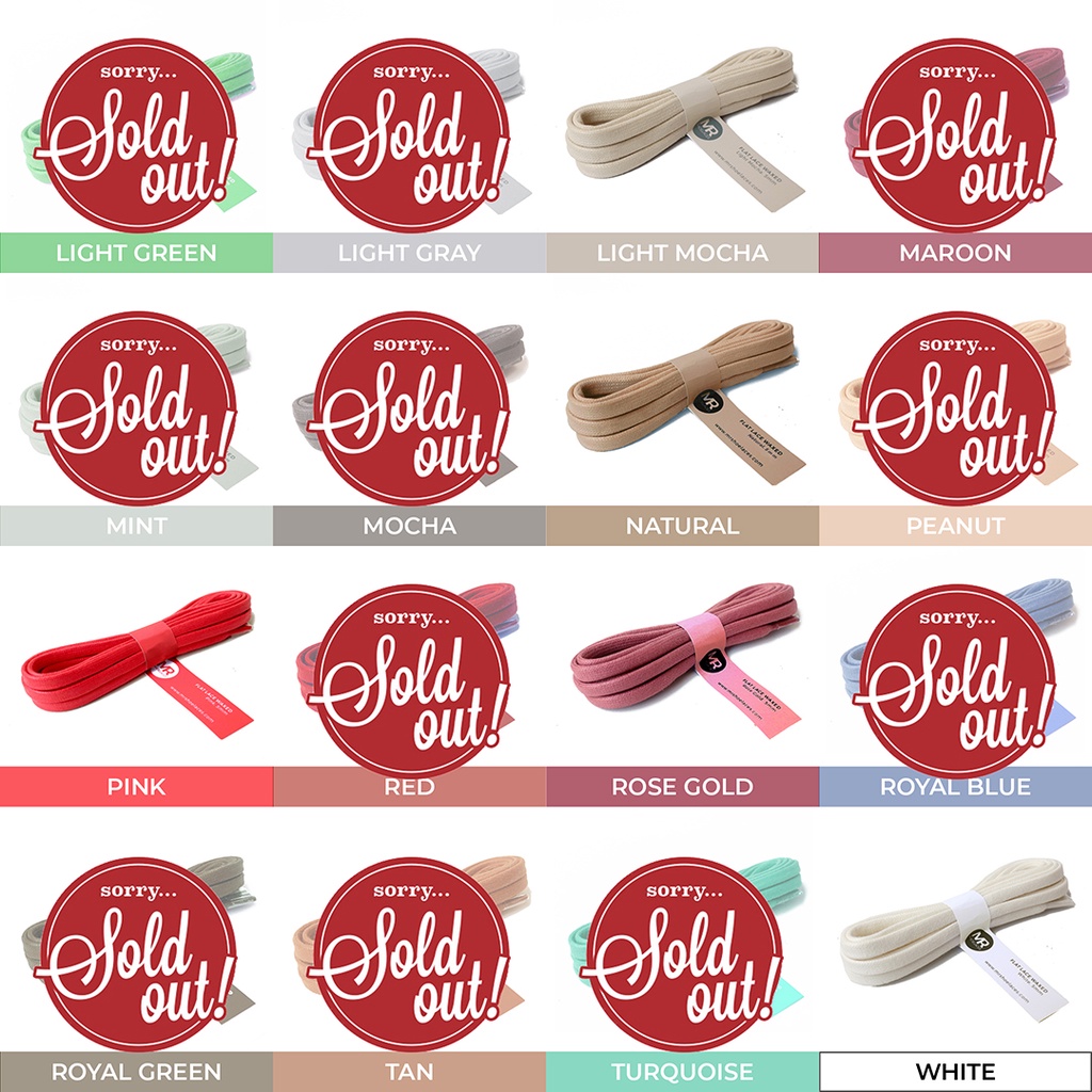 Tali Lilin Gepeng (Flat) 180cm 5mm Variasi Warna untuk Sepatu Sneakers atau Sport (Olahraga)