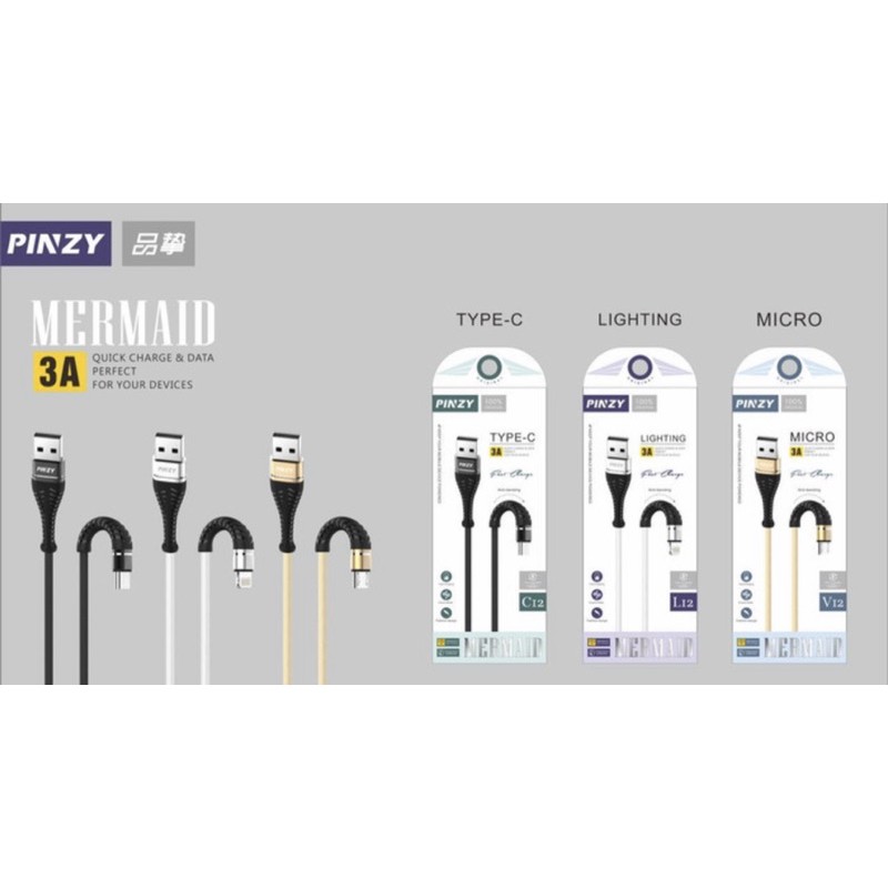 Kabel Data - Kabel Charger MERMAID PINZY L12 Lightning Fast Charging -L12