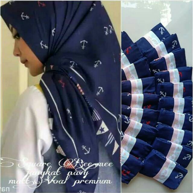 SEGI EMPAT BEE ME JANGKAR NAVY / HIJAB TERBARU / HIJAB TERLARIS / HIJAB GROSIR MURAH