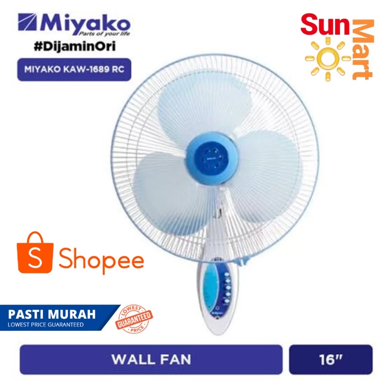 JAMINAN HARGA TERMURAH Miyako KAW-1689 RC Wall fan (Kipas Angin dengan Remote Control)