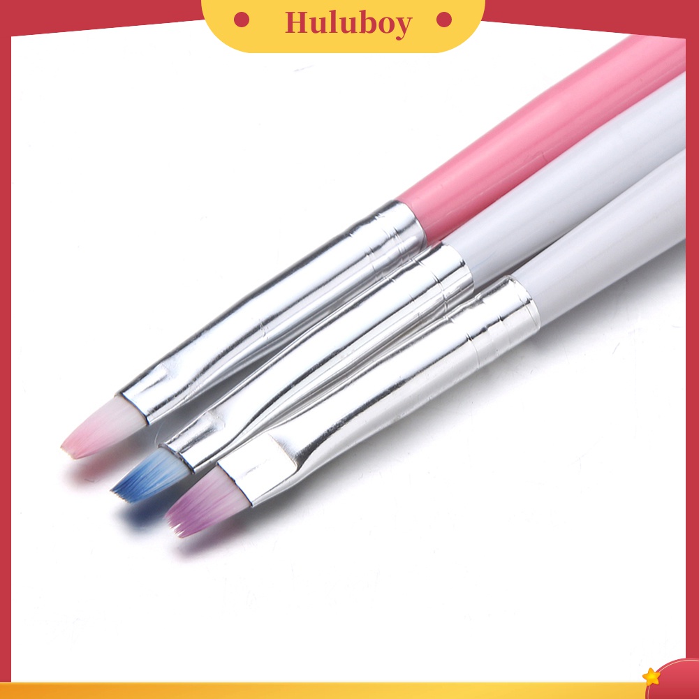 Huluboy Huluboy♡ Brush Pen Nail Art Kepala Flat Untuk Menggambar Desain Manicure DIY