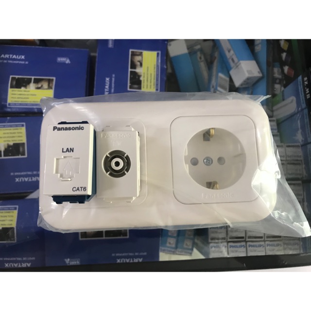 STOP KONTAK PANASONIC + OUTLET DATA CAT6 + OUTLET TV