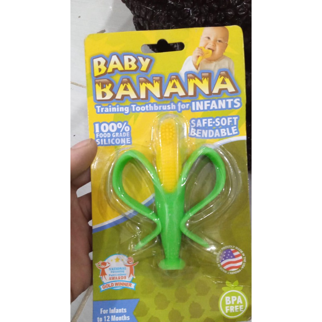 Teether Rattle Bentuk Pisang Jagung Banana Teether / Sikat Gigi Baby Banana