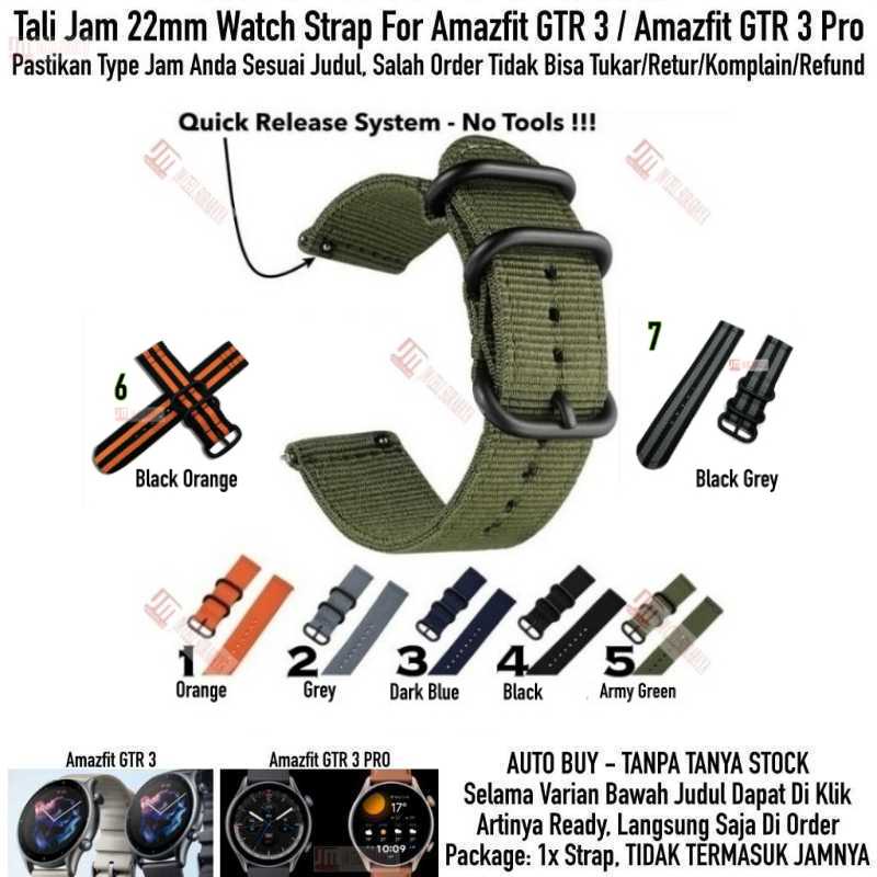 Stitching Watch Strap Amazfit GTR 3 / GTR 3 Pro - Tali Jam 22mm Nylon 3 Buckle