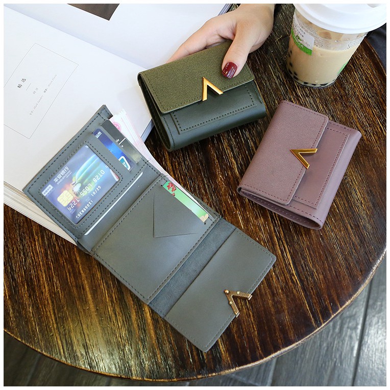 (COD) Dompet LIpat Wanita Dompet Pendek Dompet Fashion Kulit Sintetis MALL SHOPPING