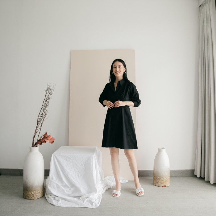 V824 Elvina Cotton Dress - 4 COLOR & 2 SIZE - Cream, M(N1Z7) (BISA COD) TERMURAH MIDI DRESS MOTIF VI