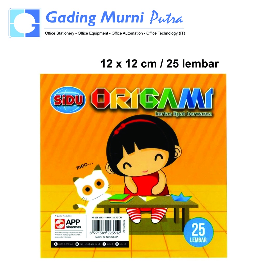 

Kertas Origami / Kertas Lipat / Kertas Warna Sidu 12 x 12 25 Lembar 2 pcs