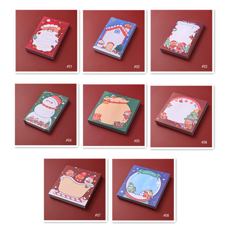 Tk 50 Lembar Kertas Memo Sticky Note Tema Natal Untuk Stationery Sekolah / Kantor