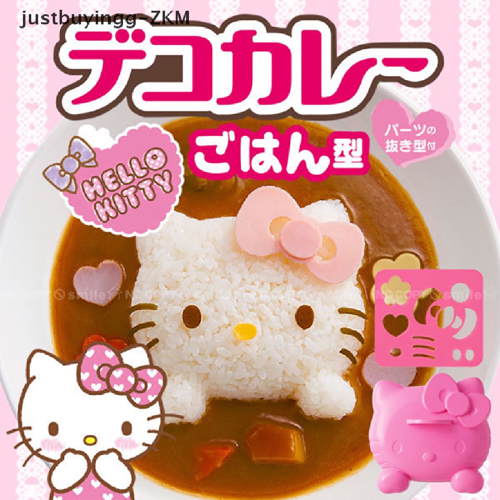 1 Set Cetakan Nasi Bentuk Kartun Hello Kitty Bahan Silikon Untuk Bento