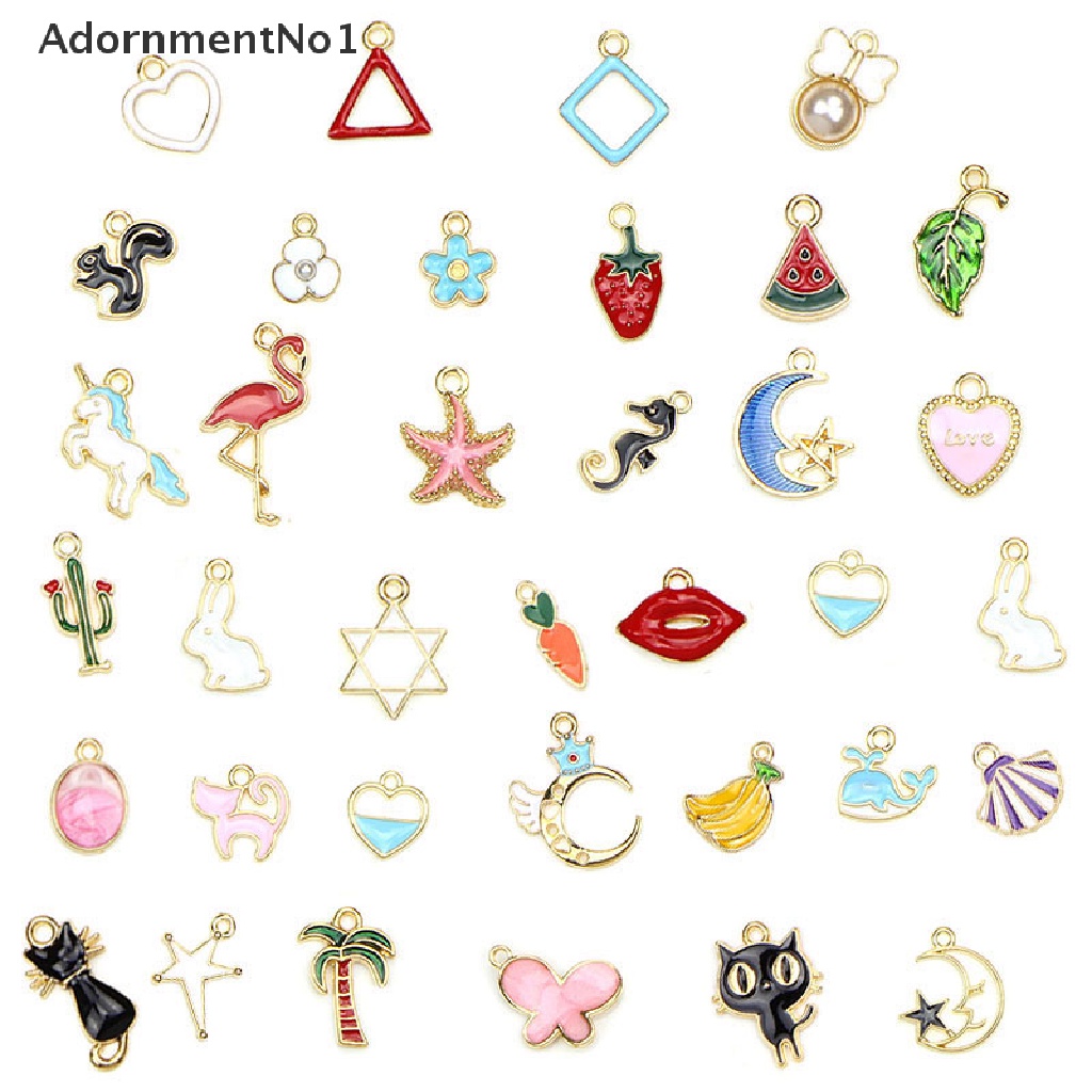 (AdornmentNo1) 60pcs / Set Liontin Enamel Bentuk Buah / Hewan Campur Untuk Membuat Perhiasan Kalung DIY