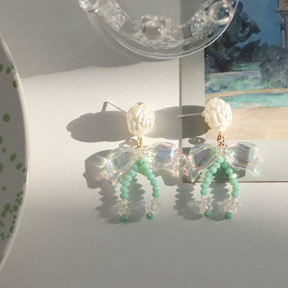 Mxbeauty Anting Wanita Trendi Hadiah Gadis Pesta Pernikahan Perhiasan All-Match Warna Mermaid Erystal Ikatan Simpul Drop Earrings