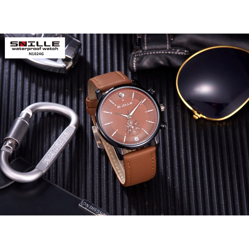 Snille Jam Tangan Kulit Pria Original Asli Anti Air Waterproof 1024